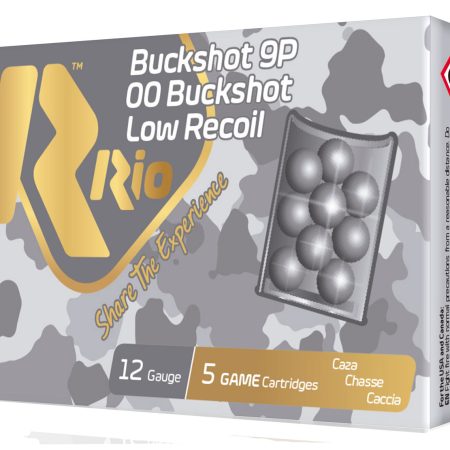 Rio Ammunition RBLR129 Royal Buck Low Recoil 12Gauge 2.75" 9Pellets 00Buck Shot 5 Per Box/50 Case