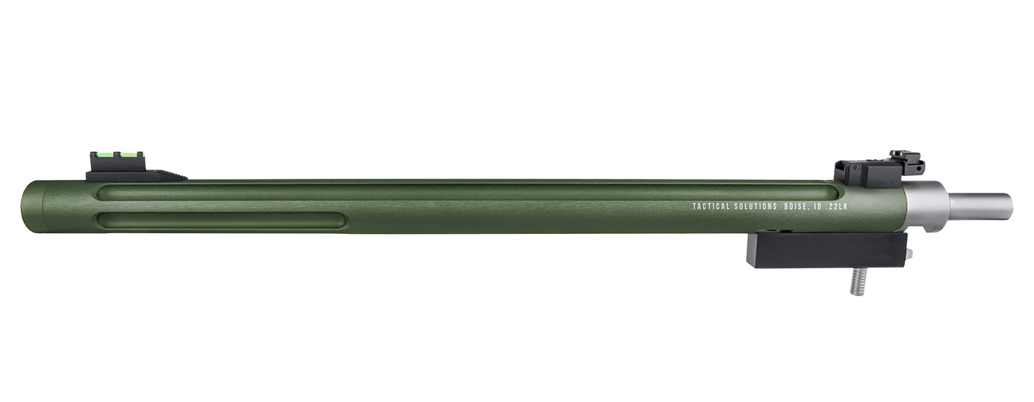 Tactical Solutions 1022TDMOD X-Ring Barrel 22 LR 16.50" OD Green Matte Finish Aluminum Material Bull with Fluting, Threading & Sights for Ruger 10/22 Takedown