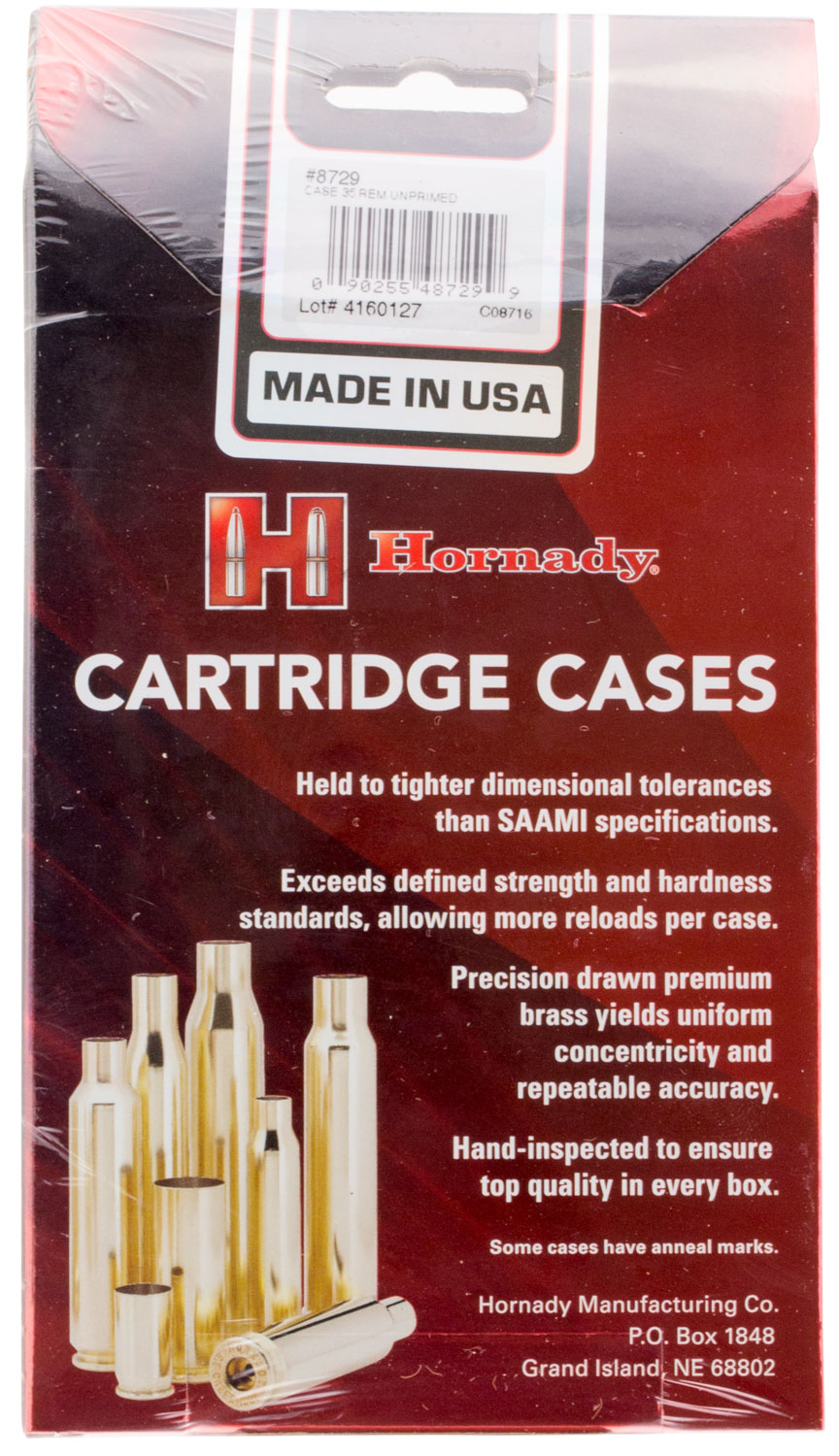 Hornady 8729 Unprimed Cases Cartridge 35 Rem Rifle Brass