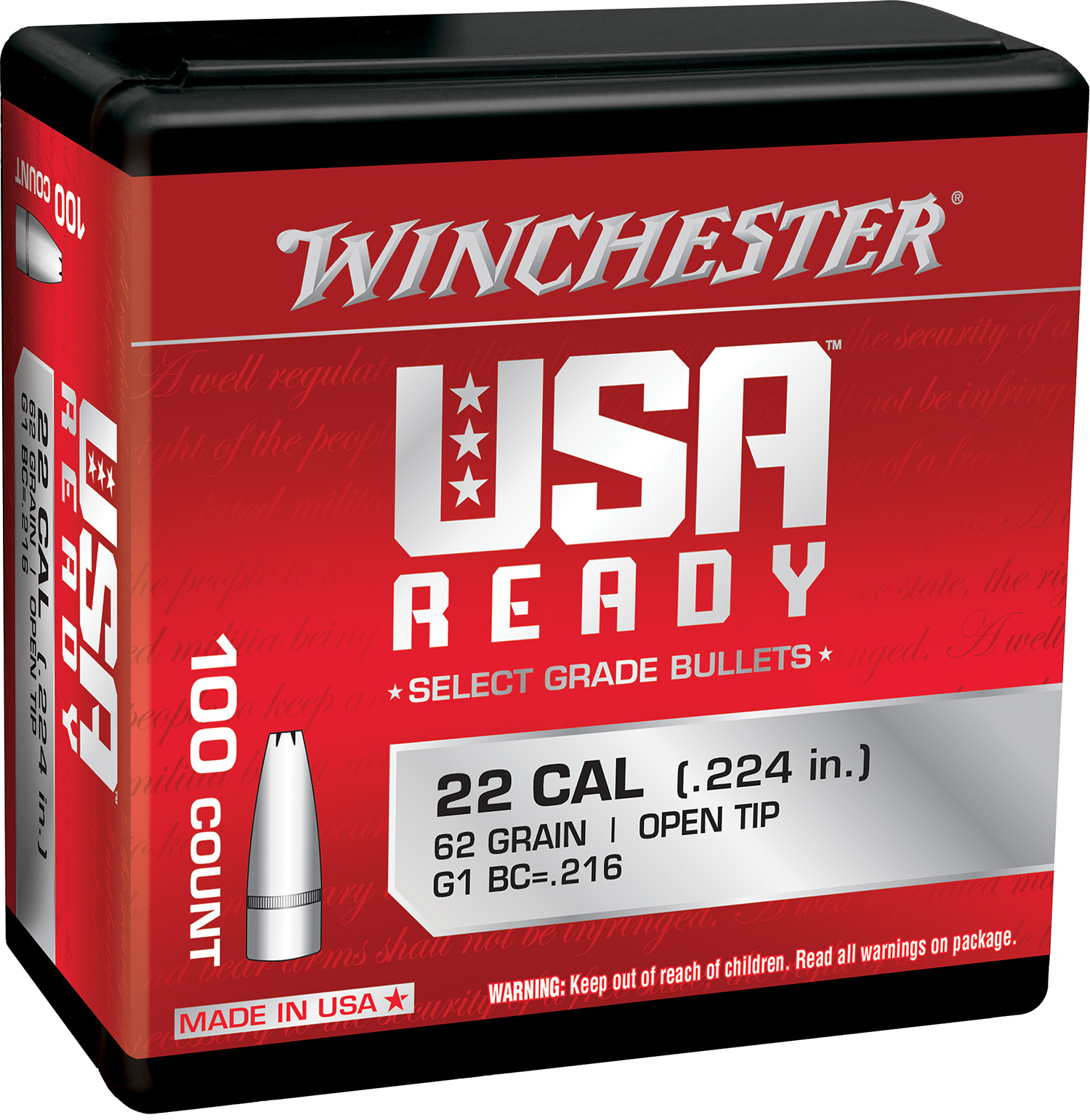 Winchester Ammo WBR22462 Centerfire Rifle 224Valkyrie 62gr Open Tip 100 Per Box/10 Case