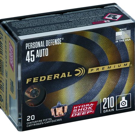 Federal P45HSD1 Premium Personal Defense 45ACP 210gr Hydra-Shok Deep Hollow Point 20 Per Box/10 Case