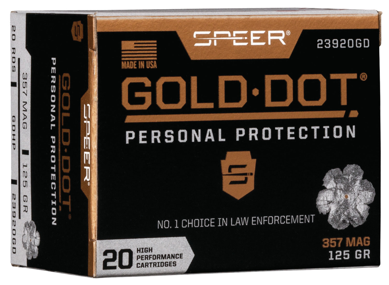 Speer 23920GD Gold Dot Personal Protection 357Mag 125gr Hollow Point 20 Per Box/10 Case