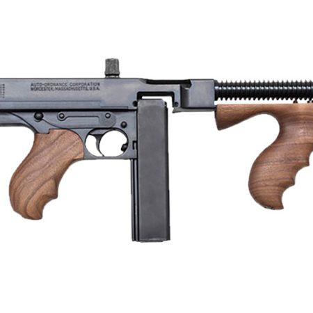Thompson T5100D 1927A-1  45 ACP Caliber with 16.50" Barrel, 20+1 Capacity (Stick), 100+1 Capacity (Drum), Blued Metal Finish, American Walnut Stock Wood Grip Right Hand