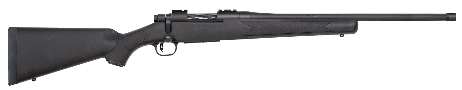 Mossberg 28013 Patriot Full Size 450 Bushmaster 4+1 20" Matte Blued Fluted Threaded Barrel, Drilled & Tapped Matte Blued Stainless Steel Receiver, Black Fixed Synthetic Stock, Right Hand