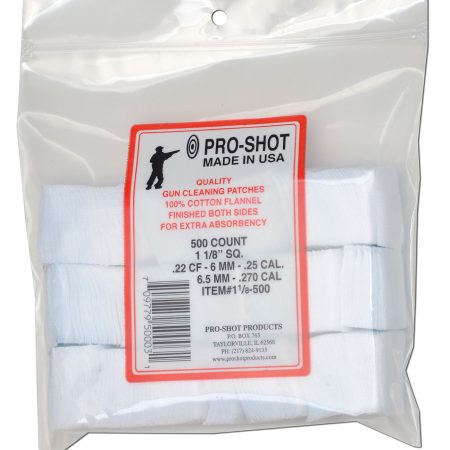 Pro-Shot 118500 Cleaning Patches .22/ .270 Cal 1.125" Square Cotton Flannel 500 Pack