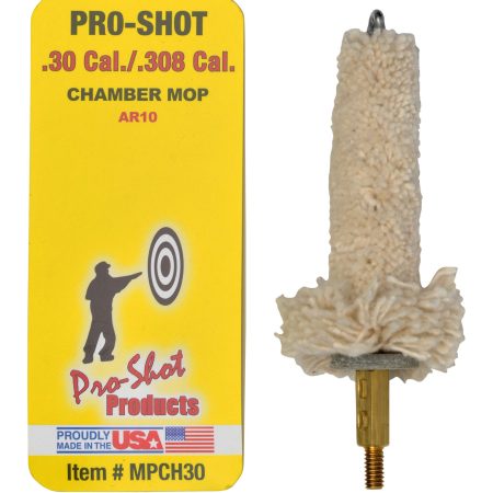 Pro-Shot MPCH30 Chamber Mop Military Style .30/ .308/ 7.62x51mm NATO AR Platform #8-32 Thread 100% Cotton Mop Brass Core