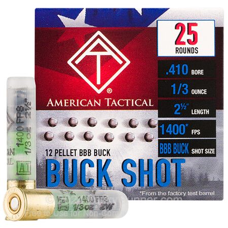 ATI ATIAC410BBB Shotshell 410Gauge 12Pellets BBBShot 25 Per Box/10 Case