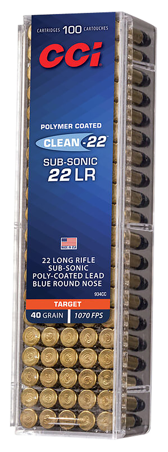 CCI 934CC Clean-22 Subsonic 22LR 40gr Lead Round Nose 100 Per Box/50 Case