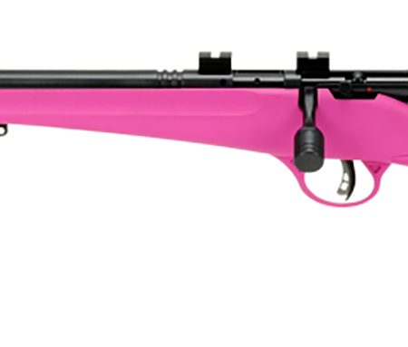 Savage Arms 13842 Rascal FLV-SR Youth 22 LR 1rd 16.12" Matte Blued Heavy Barrel, Matte Blued Carbon Steel Receiver, Pink Synthetic Stock, Left Hand