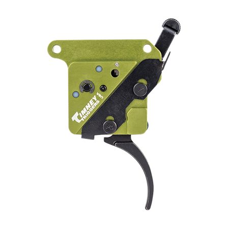 Timney Triggers 510V2THIN Elite Hunter  Thin Curved Trigger with 3 lbs Draw Weight & Black/Green Finish for Remington 700 Right
