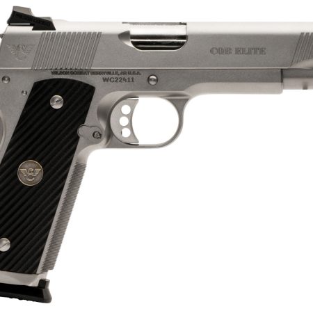 Wilson Combat CQBEFS45SS CQB Elite 45 ACP 8+1 5" Stainless Match Grade Barrel, Serrated Stainless Steel Slide, Stainless Steel Frame w/Beavertail, Black G10 Starburst Grip
