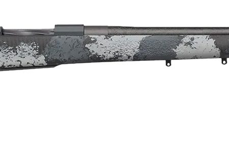 Nosler 46648 M48 Long-Range Carbon 33 Nosler 3+1 26" Carbon Fiber Wrapped Barrel, Sniper Gray Cerakote Metal Finish, Elite Midnight Camo Manners MCS-T Elite Tac Stock