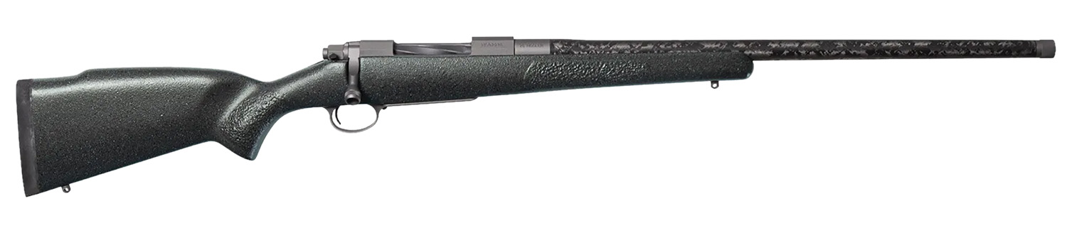 Nosler 47048 M48 Mountain Carbon 6mm Creedmoor 4+1 24" Carbon Fiber Wrapped Barrel, Tungsten Gray Cerakote Metal Finish, Granite Green Mountain Hunter Stock