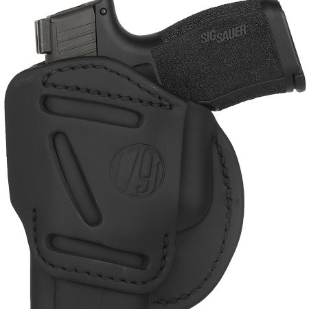 1791 Gunleather 4WH3SBLR 4-Way IWB/OWB Size 03 Stealth Black Leather Belt Clip Compatible w/Glock 26/Ruger LC9/S&W M&P Shield/2.0 9/40 Right Hand