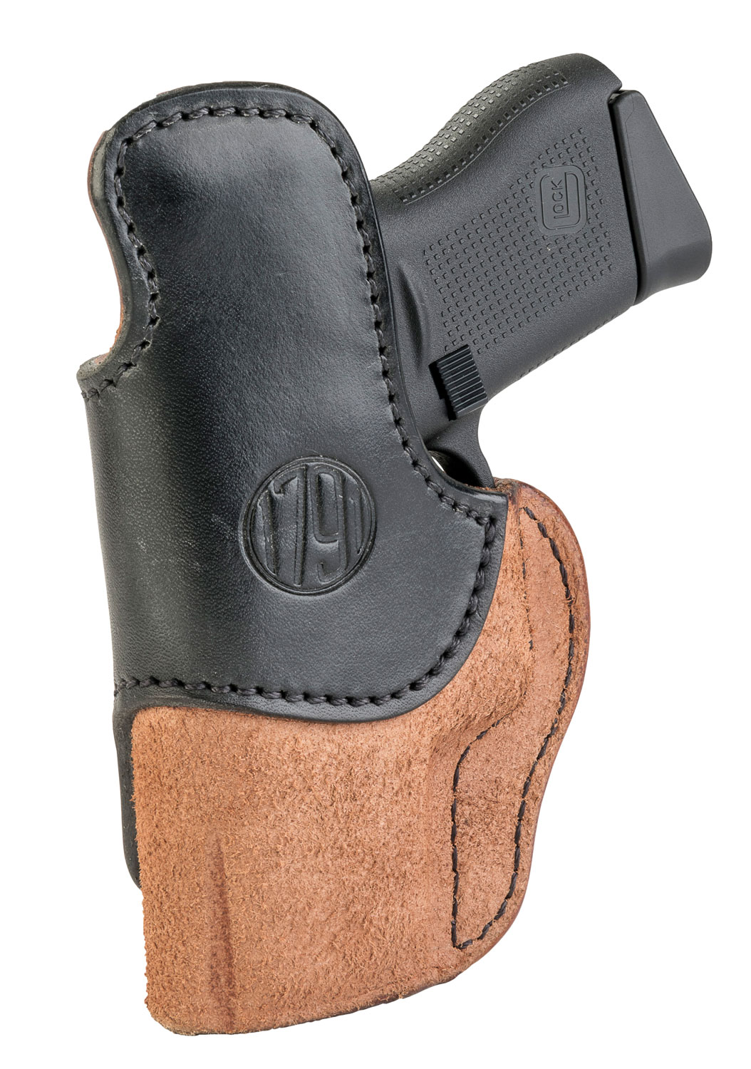 1791 Gunleather RCH3BLBR RCH IWB Size 03 Black/Brown Leather Belt Clip Compatible w/Ruger LC9/1911/Glock 43/43X Right Hand