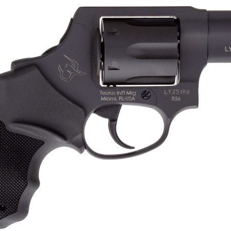 Taurus 2-856021CH 856  Small 38 Special +P 6 Shot 2" Matte Black Carbon Steel Barrel, Cylinder & Frame, Black Finger Grooved Rubber Grip, Transfer Bar Safety, Concealed Hammer