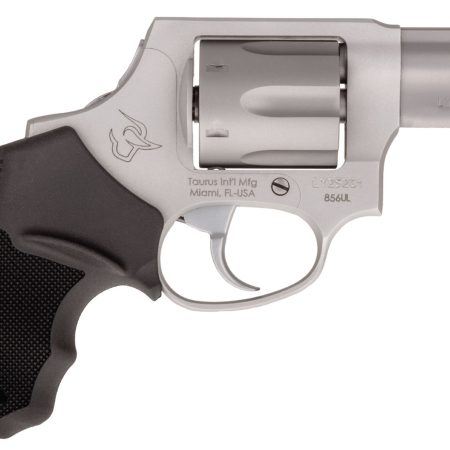 Taurus 2856029ULCH 856 Ultra-Lite 38 Special +P 6 Shot 2" Barrel, Overall Matte Finish Stainless Steel, Concealed Hammer Frame, Finger Grooved Black Rubber Grip