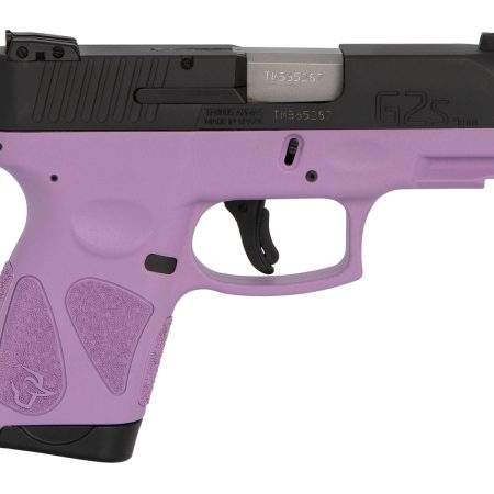 Taurus 1G2S931LP G2S  Compact Frame 9mm Luger 7+1 3.26" Matte Stainless Steel Barrel, Matte Black Serrated Alloy Steel Slide, Light Purple Polymer Frame w/Picatinny Rail & Polymer Grip, Right Hand
