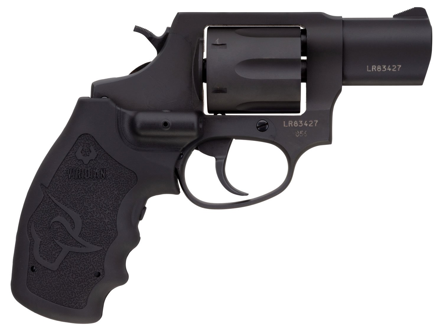 Taurus 2-856021VL 856 w/Laser Small 38 Special 6 Shot 2" Matte Black Carbon Steel Barrel, Cylinder & Frame, Black Finger Grooved Rubber Grip, Viridian Laser, Transfer Bar Safety, Exposed Hammer