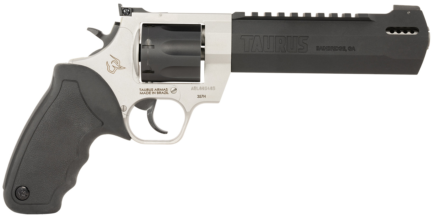 Taurus 2357065RH Raging Hunter 357 Mag 7rd 6.75" Matte Black Oxide Cylinder & Barrel Matte Stainless Steel Frame Black Rubber with Integrated Red Cushion Insert Grip