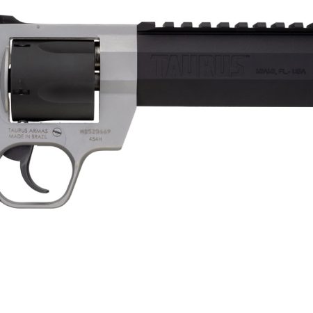 Taurus 2454085RH Raging Hunter  454 Casull 5rd 8.37" Matte Black Oxide Cylinder & Barrel Matte Stainless Steel Frame Black Rubber with Integrated Red Cushion Insert Grip