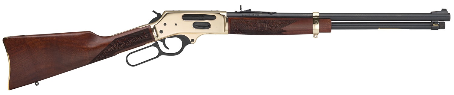 Henry H0243030 Side Gate Full Size 30-30 Win 5+1 20" Blued Steel Barrel, Polished Brass Receiver, American Walnut Stock Right Hand