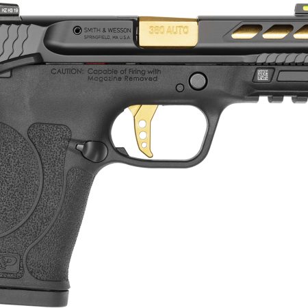 Smith & Wesson 12719 Performance Center M&P Shield EZ M2.0 380 ACP 3.80" 8+1 Black Black Armornite Stainless Steel Slide Black Polymer Grip Gold Colored Accents