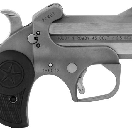 Bond Arms BARW Rowdy 410/45 Colt (LC) Derringer 3" 2 Black Rubber Grip Polished Stainless Steel Frame