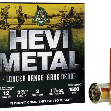 HEVI-Metal HS38702 HEVI-Metal Longer Range 12Gauge 2.75" 1 1/8oz 2Shot 25 Per Box/10 Case