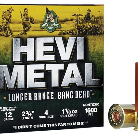 HEVI-Metal HS38704 HEVI-Metal Longer Range 12Gauge 2.75" 1 1/8oz 4Shot 25 Per Box/10 Case