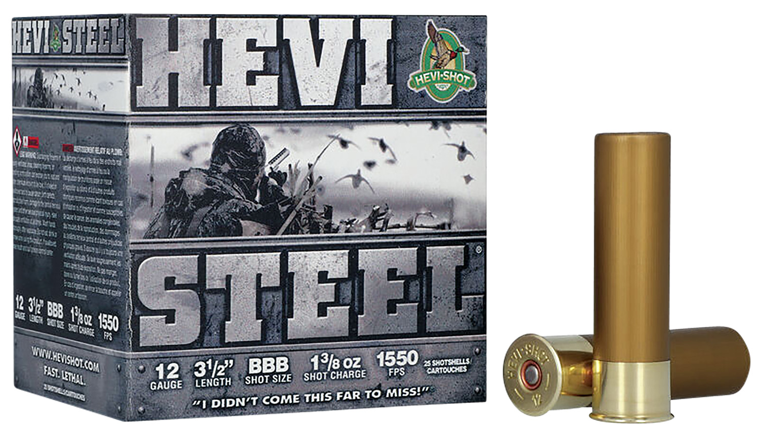 HEVI-Shot HS65888 HEVI-Steel 12Gauge 3.50" 1 3/8oz BBBShot 25 Per Box/10 Case