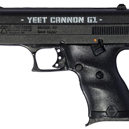 Hi-Point 916G1YC YC9 Gen1 9mm Luger 8+1 3.50" Black Steel Barrel, Black Serrated w/Engraving Steel Slide, Black Polymer Frame & Grip, Right Hand