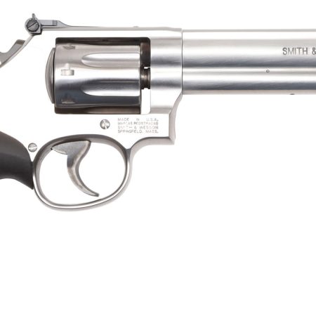 Smith & Wesson 12460 Model 648 K-Frame Frame 22 WMR 8 Shot 6" Stainless Steel Barrel, Cylinder & Frame, Black Finger Grooved Grip, Internal Lock Safety, Exposed Hammer