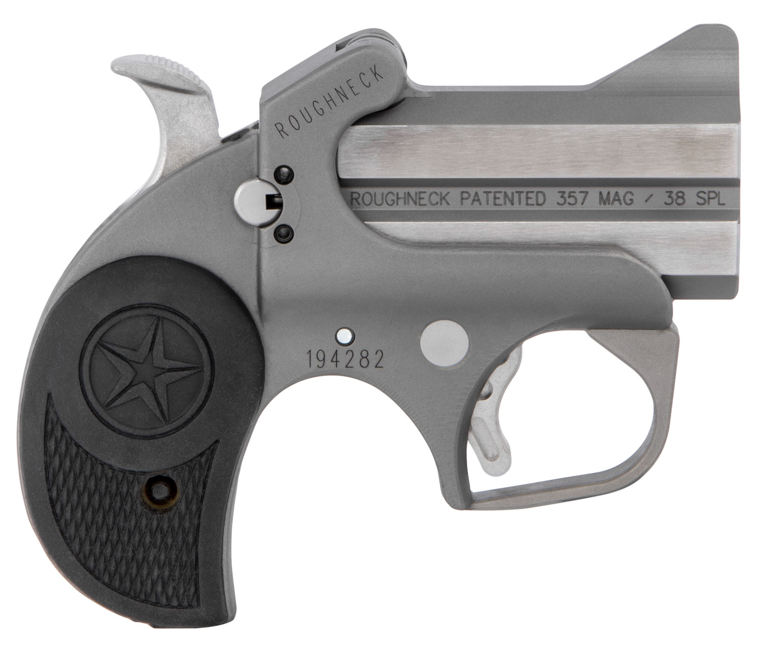 Bond Arms BARN Roughneck 38 Special/357 Mag 2 Shot 2.50" Rough Matte Stainless Steel Barrel & Frame, Black Rubber Grips