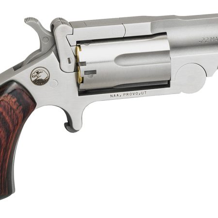 North American Arms 22MR Ranger II  22 WMR 5 Shot 1.63" Satin Stainless Steel Barrel & Frame, Stainless Cylinder, Rosewood Birdshead Grip, Exposed Hammer