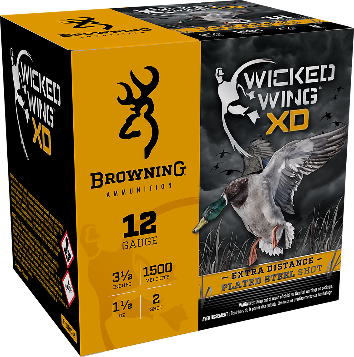 Browning Ammo B193411242 Wicked Wing XD 12Gauge 3.50" 1 1/2oz 2Shot 25 Per Box/10 Case