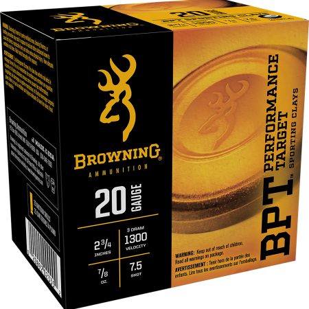 Browning Ammo B193632027 BPT Performance Target Sporting Clay 20Gauge 2.75" 7/8oz 7.5Shot 25 Per Box/10 Case