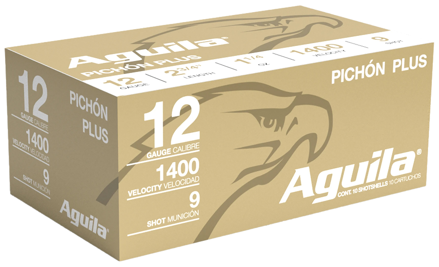 Aguila 1CHB1297 Pichon Plus 12Gauge 2.75" 1 1/4oz 9Shot 10 Per Box/25 Case