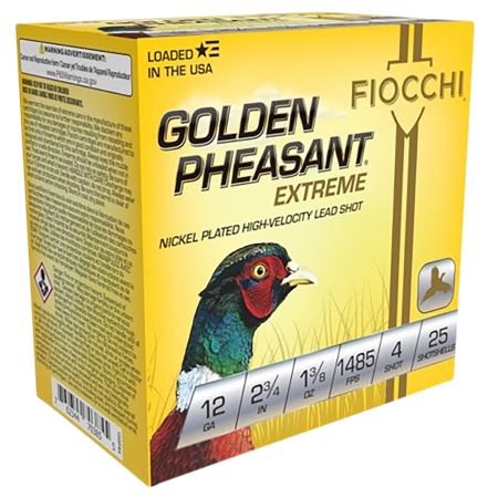 Fiocchi 12GPX4 Golden Pheasant Extrema 12Gauge 2.75" 1 3/8oz 4Shot 25 Per Box/10 Case