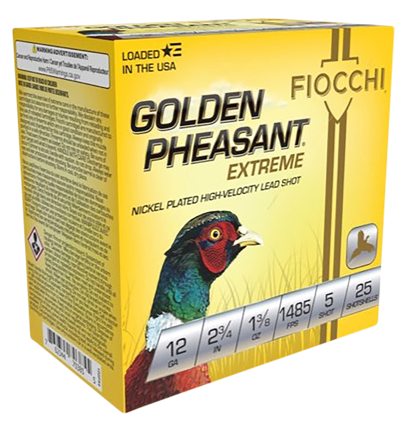 Fiocchi 12GPX5 Golden Pheasant Extrema 12Gauge 2.75" 1 3/8oz 5Shot 25 Per Box/10 Case