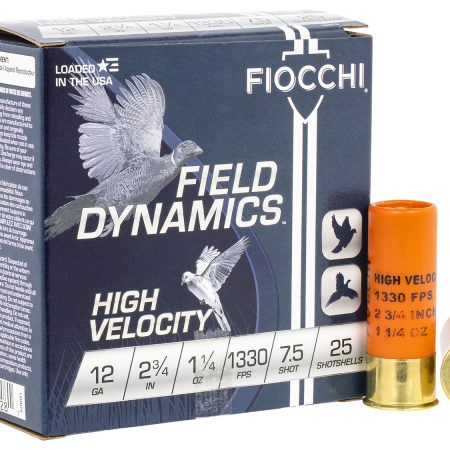 Fiocchi 12HV75 Field Dynamics High Velocity 12Gauge 2.75" 1 1/4oz 7.5Shot 25 Per Box/10 Case