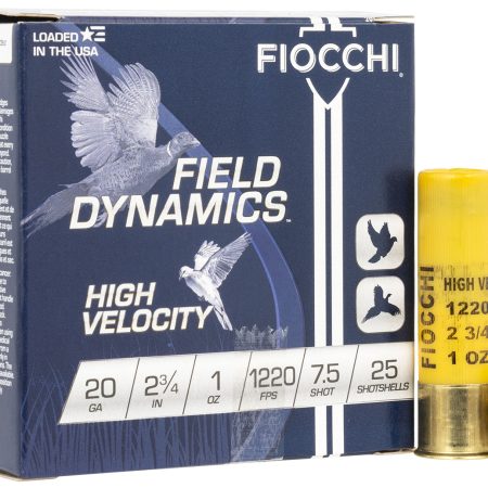 Fiocchi 20HV75 Field Dynamics High Velocity 20Gauge 2.75" 1oz 7.5Shot 25 Per Box/10 Case