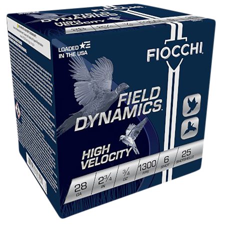 Fiocchi 28HV6 Field Dynamics High Velocity 28Gauge 2.75" 3/4oz 6Shot 25 Per Box/10 Case