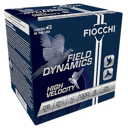 Fiocchi 28HV9 Field Dynamics High Velocity 28Gauge 2.75" 3/4oz 9Shot 25 Per Box/10 Case