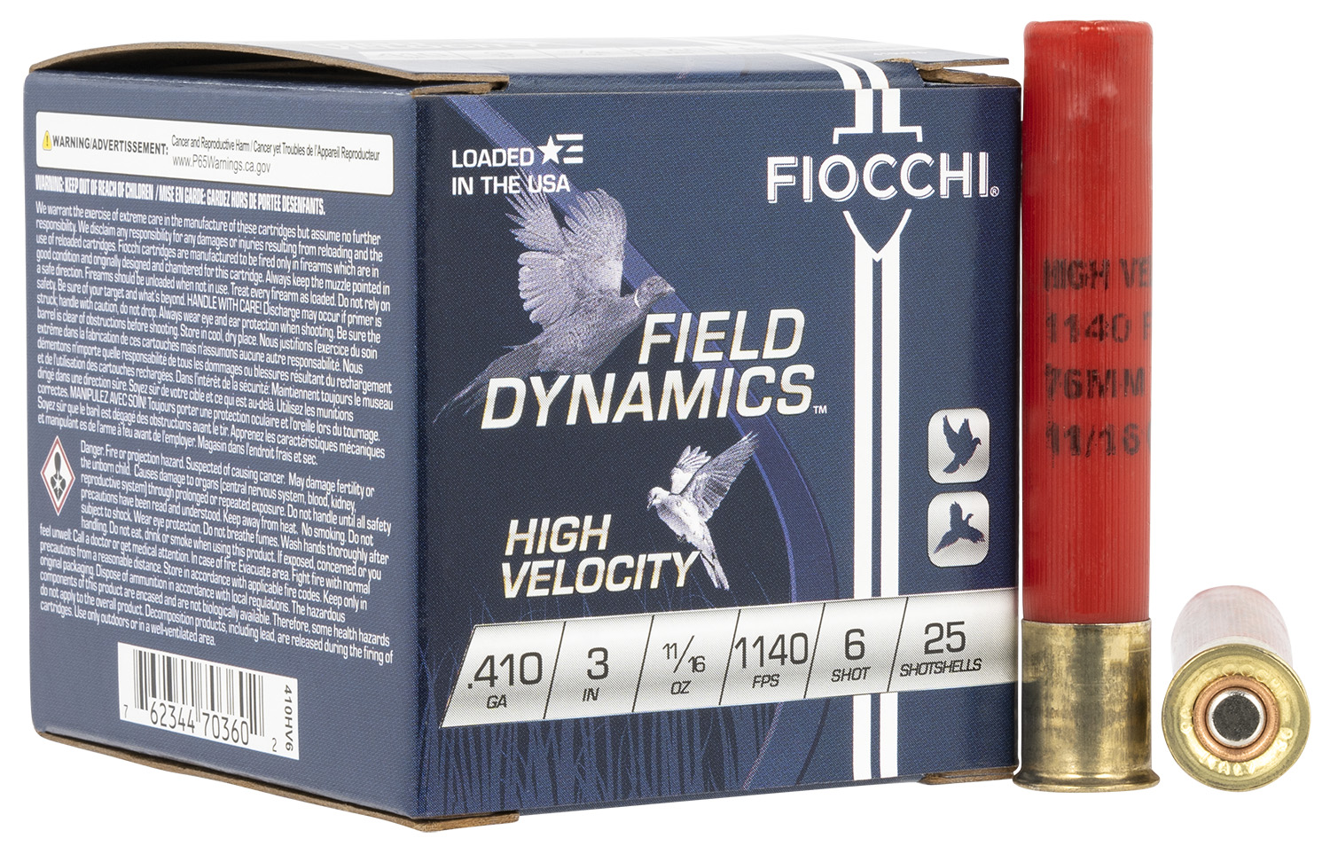 Fiocchi 410HV6 Field Dynamics High Velocity 410Gauge 3" 11/16oz 6Shot 25 Per Box/10 Case