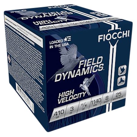 Fiocchi 410HV8 Field Dynamics High Velocity 410Gauge 3" 11/16oz 8Shot 25 Per Box/10 Case