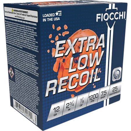 Fiocchi 1278OZ75 Exacta Target Low Recoil Trainer 12Gauge 2.75" 7/8oz 7.5Shot 25 Per Box/10 Case