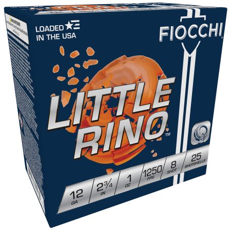 Fiocchi 12TX8 Exacta Target Little Rino 12Gauge 2.75" 1oz 8Shot 25 Per Box/10 Case