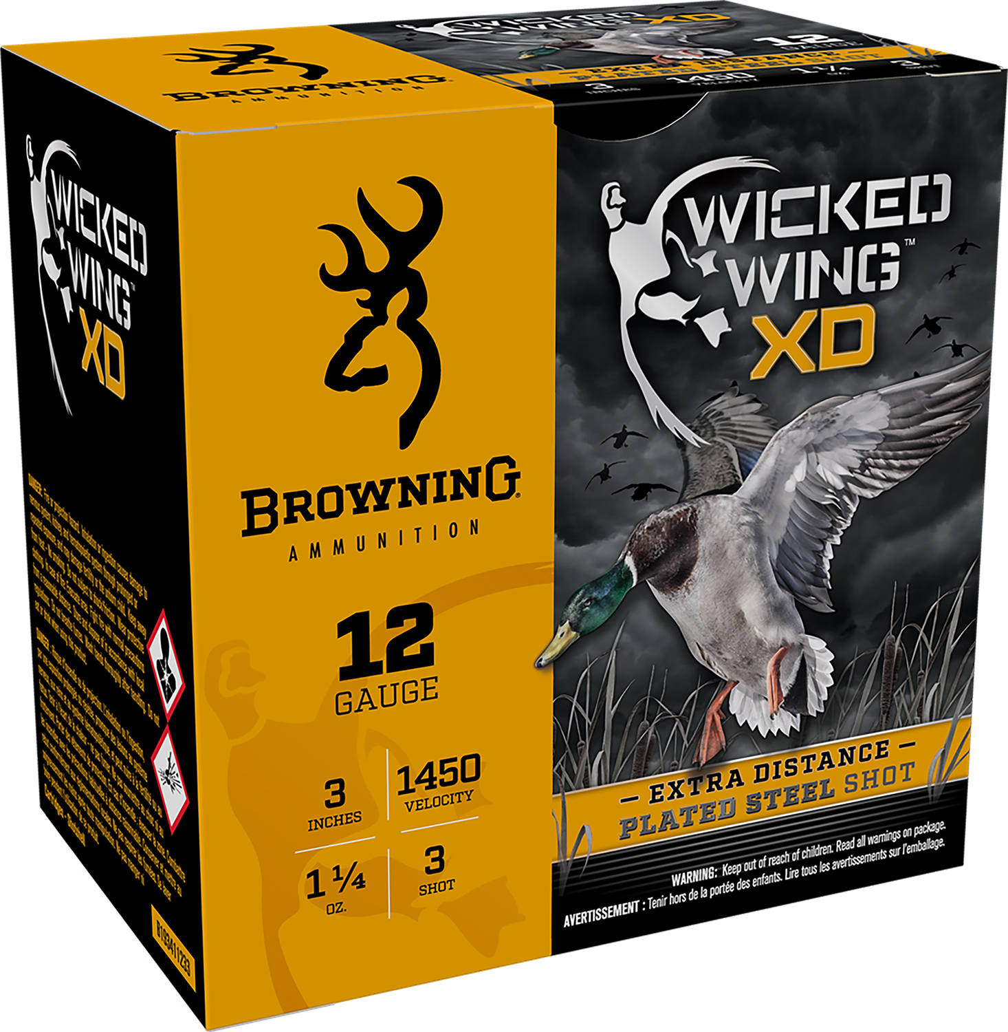 Browning Ammo B193411233 Wicked Wing XD 12Gauge 3" 1 1/4oz 3Shot 25 Per Box/10 Case