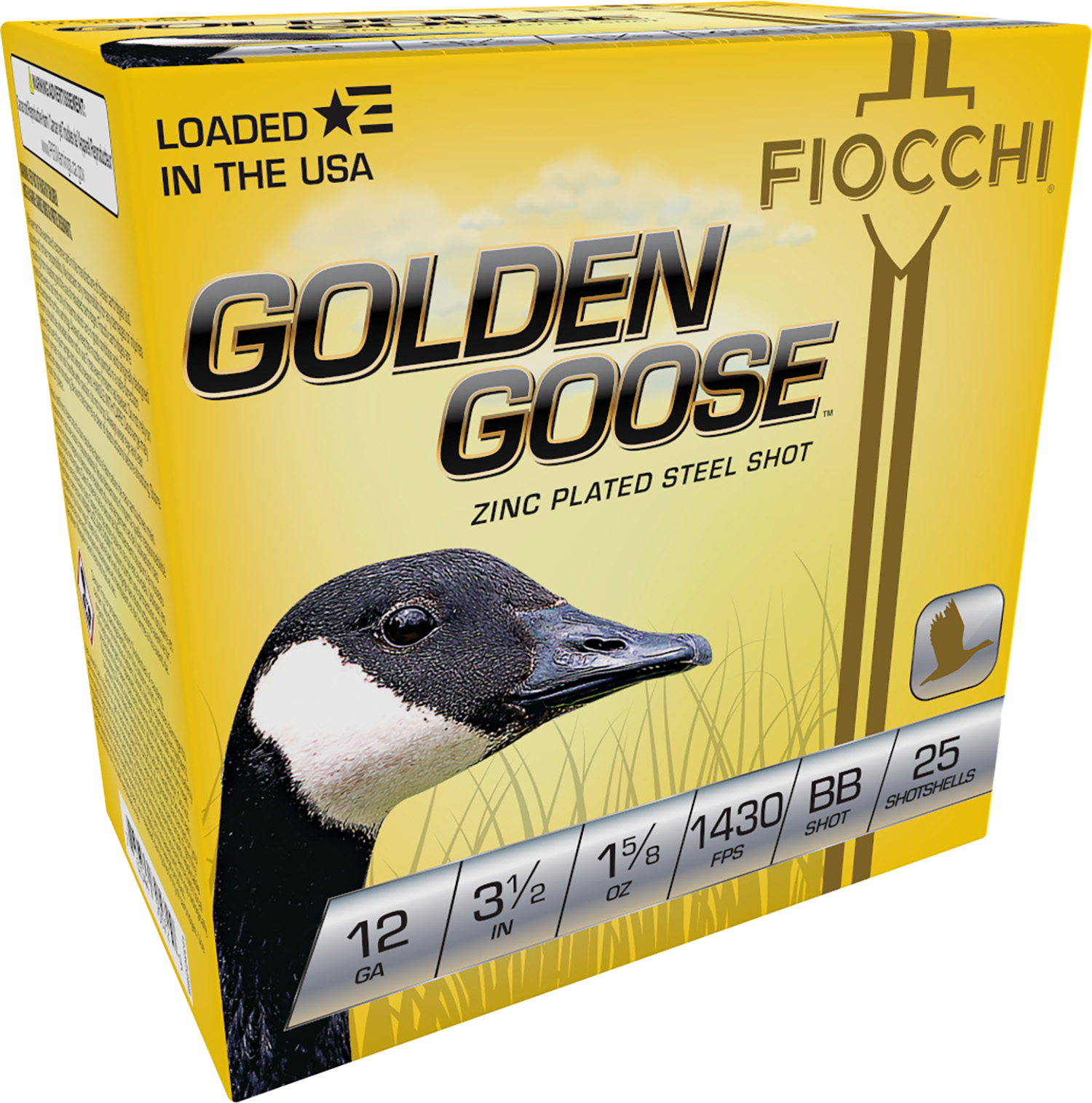 Fiocchi 1235GGBB Golden Goose 12Gauge 3.50" 1 5/8oz BBShot 25 Per Box/10 Case